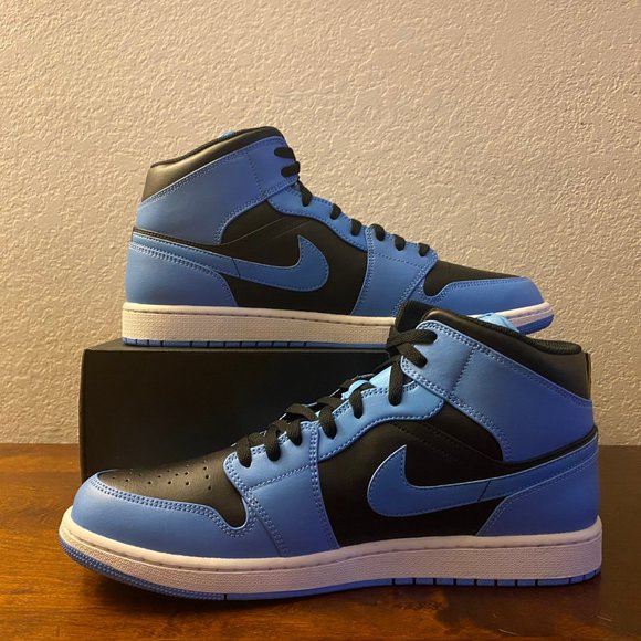 Air Jordan 1 Mid University Blue Black Lifestyle Casual Shoes DQ8426-401 Size 14 - Picture 2 of 7